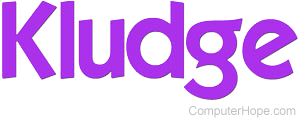 Kludge in purple lettering.