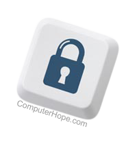 Padlock icon on a keyboard key.