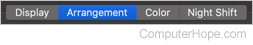 Arrangement selector in macOS
