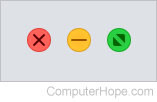 Close, Minimize, and Resize button in macOS.