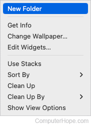 Creating a new folder on the macOS desktop.