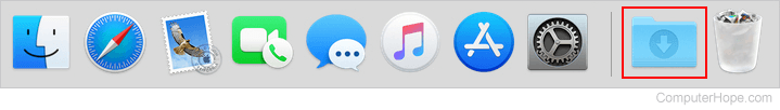 Downloads folder in macOS Dock.