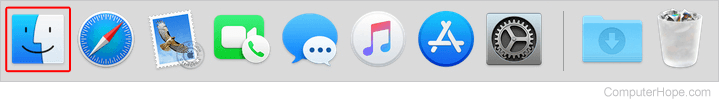 Finder icon in the Dock