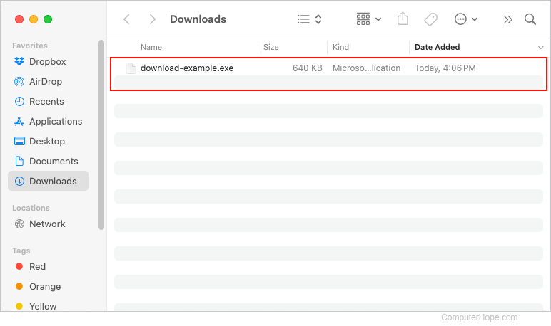 Downloads in macOS.