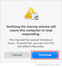 Running First Aid in macOS.