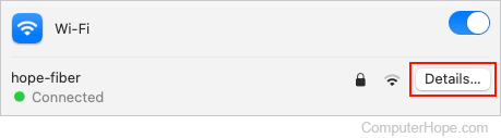 Details button in the Network section of macOS.