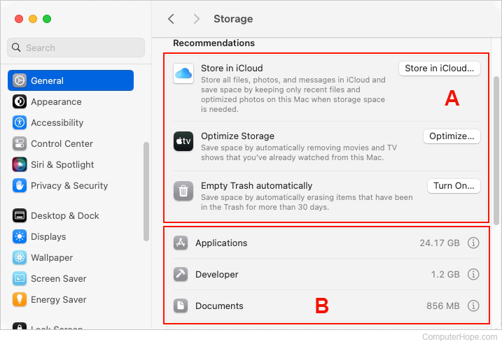 Regaining storage in macOS.