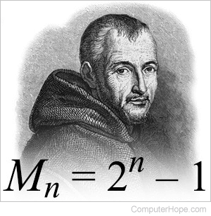 Marin Mersenne, and the formula for a potential Mersenne prime.