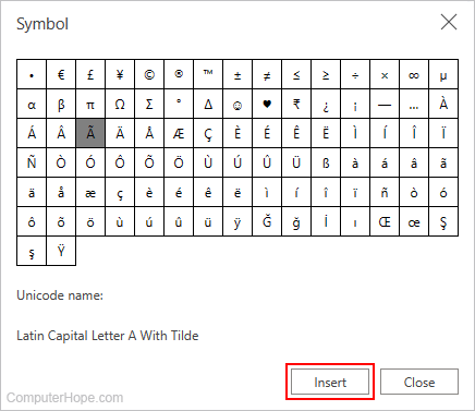 Inserting a symbol in Microsoft Word.