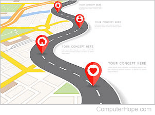 Illustration of a map with pinned locations.