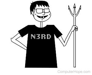 Nerd holding a trident.