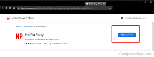 Netflix Party Chrome add on