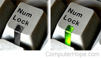 Numlock keyboard indicator light off and on.