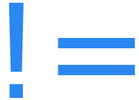 Exclamation point and equal sign representing not equal operator