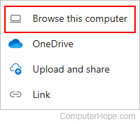 Browse this computer selector on Outlook.com mail.