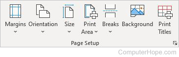 Excel page layout page setup