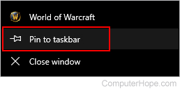 Pin to taskbar