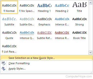 Microsoft Word Quick Style