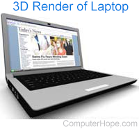 3D render of laptop computer