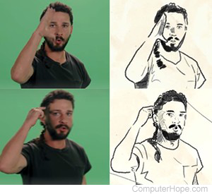 Rotoscoped animation of actor Shia LaBeouf.