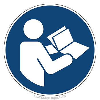 Illustration of a person reading a manual.