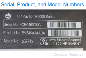 Serial number on HP computer