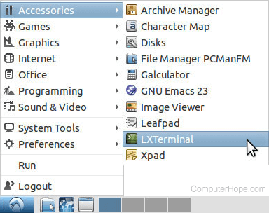 LXTerminal shortcut in Accessories