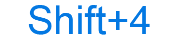 Shift+4 keyboard shortcut