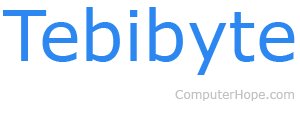 Tebibyte in blue lettering.