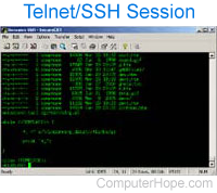 Telnet session window.