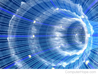 Fiber optic tunnel representing broadband Internet.