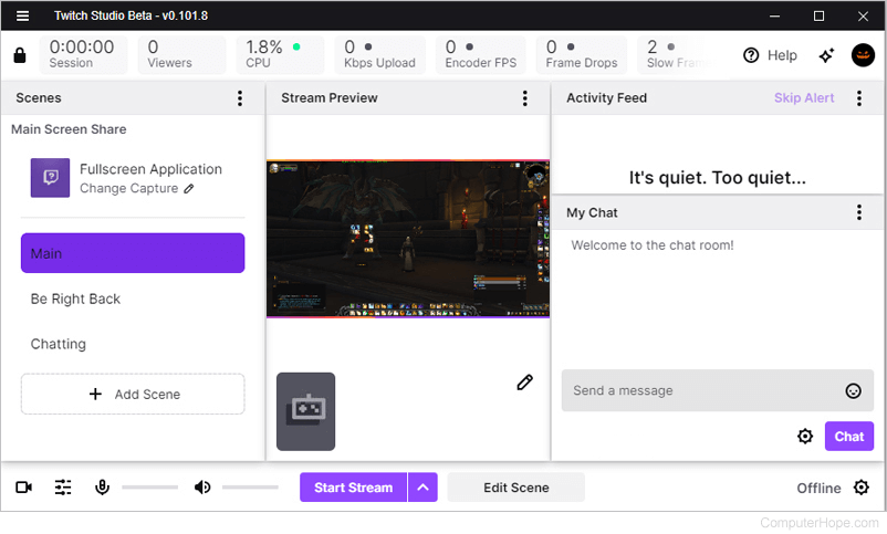 Twitch Studio Dashboard