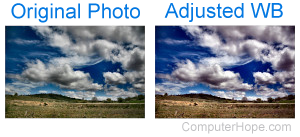 White balance comparison in Photoshop.