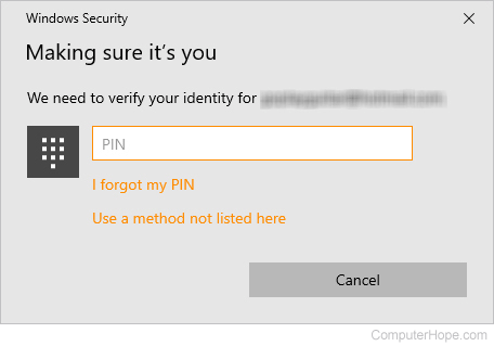 Verification PIN for a Microsoft Account.