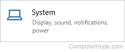 System option within Windows.