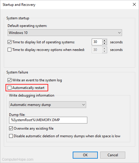 Automatically restart option in Windows.