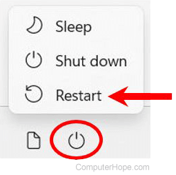 Windows 11 Restart option