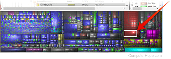 WinDirStat Treemap, with a single file selected