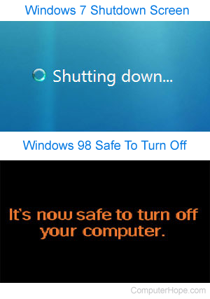 Windows shut down screens