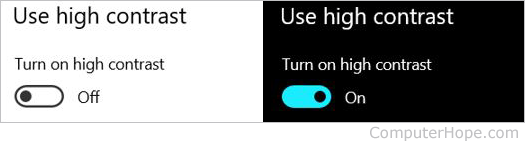 Windows Use high contrast option