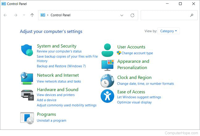 Windows 11 Control Panel