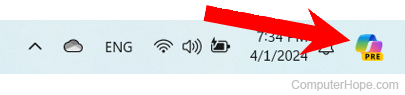 Copilot app icon on the taskbar in Windows 11.