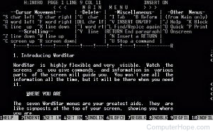 WordStar program screen.