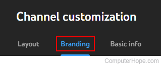 Branding tab on YouTube Studio.