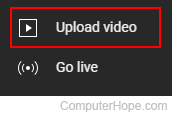 Upload video selector on YouTube.